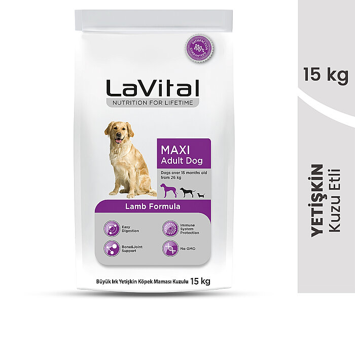 LaVital Büyük Irk Yetişkin Kuru Köpek Maması (Maxi Adult) Kuzu Etli 15KG - 2