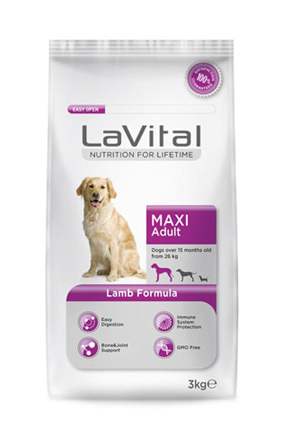 LaVital Büyük Irk Yetişkin Kuru Köpek Maması (Maxi Adult) Kuzu Etli 3KG