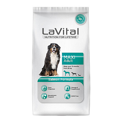 LaVital - LaVital Büyük Irk Yetişkin Kuru Köpek Maması (Maxi Adult) Somonlu 15KG