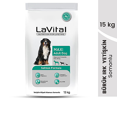 LaVital Büyük Irk Yetişkin Kuru Köpek Maması (Maxi Adult) Somonlu 15KG (1)