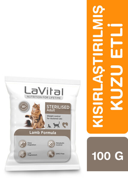 LaVital Kısırlaştırılmış Kuru Kedi Maması (Sterilised Adult) Kuzu Etli 100GR