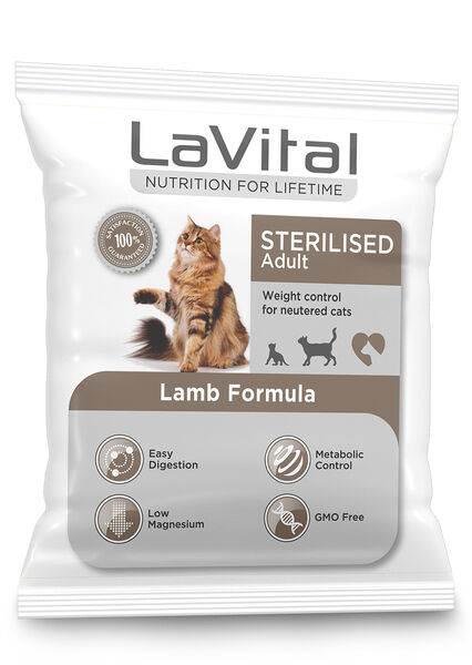 LaVital Kısırlaştırılmış Kuru Kedi Maması (Sterilised Adult) Kuzu Etli 100GR