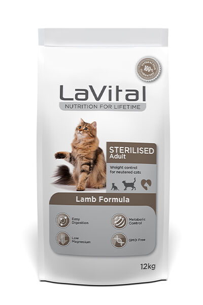 LaVital Kısırlaştırılmış Kuru Kedi Maması (Sterilised Adult) Kuzu Etli 12KG