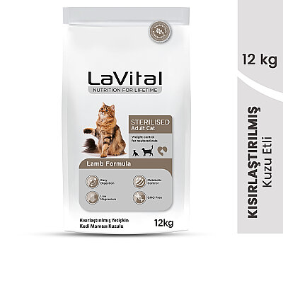 LaVital Kısırlaştırılmış Kuru Kedi Maması (Sterilised Adult) Kuzu Etli 12KG (1)