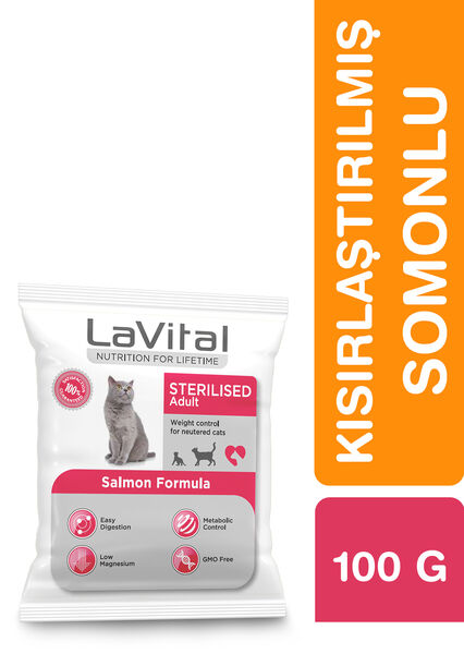 LaVital Kısırlaştırılmış Kuru Kedi Maması (Sterilised Adult) Somonlu 100GR