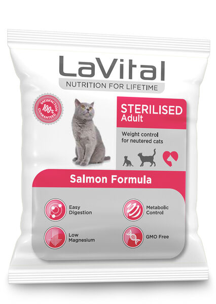 LaVital Kısırlaştırılmış Kuru Kedi Maması (Sterilised Adult) Somonlu 100GR