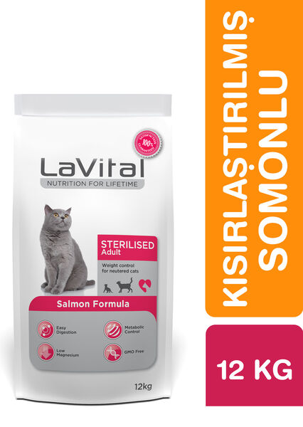 LaVital Kısırlaştırılmış Kuru Kedi Maması (Sterilised Adult) Somonlu 12KG