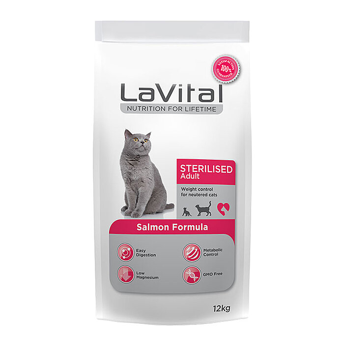 LaVital Kısırlaştırılmış Kuru Kedi Maması (Sterilised Adult) Somonlu 12KG