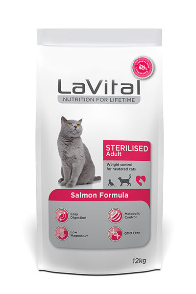 LaVital Kısırlaştırılmış Kuru Kedi Maması (Sterilised Adult) Somonlu 12KG