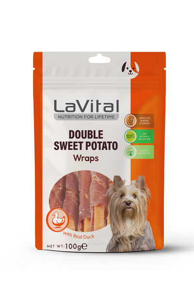 LaVital Köpek Ödül Maması Ördek Eti Sarılı Tatlı Patates Çubuk 100g