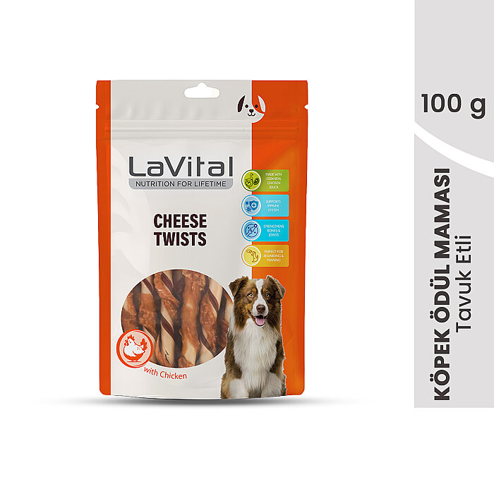 LaVital Köpek Ödül Maması Tavuk ve Ördek Etli Peynirli Burgu Çubuk 100g - 1