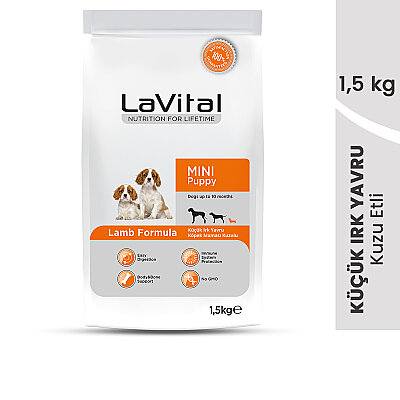 LaVital Küçük Irk Yavru Kuru Köpek Maması (Mini Puppy) Kuzu Etli 1,5KG (1)