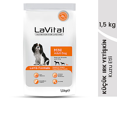 LaVital Küçük Irk Yetişkin Kuru Köpek Maması (Mini Adult) Kuzu Etli 1,5KG (1)
