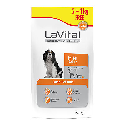 LaVital Küçük Irk Yetişkin Kuru Köpek Maması (Mini Adult) Kuzu Etli 6+1 KG