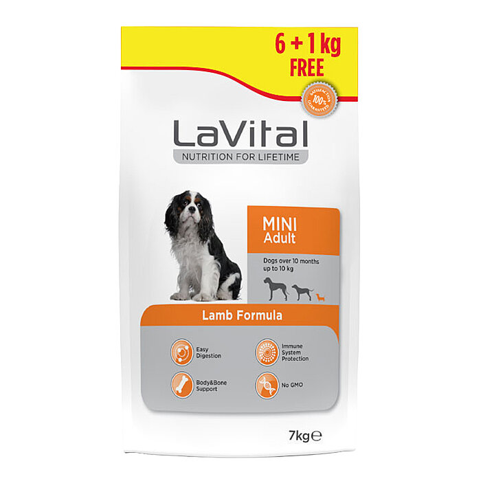 LaVital Küçük Irk Yetişkin Kuru Köpek Maması (Mini Adult) Kuzu Etli 6+1 KG - 1