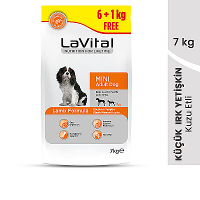 LaVital Küçük Irk Yetişkin Kuru Köpek Maması (Mini Adult) Kuzu Etli 6+1 KG (1)