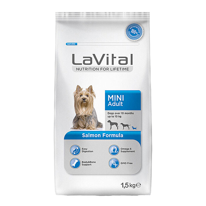 LaVital Küçük Irk Yetişkin Kuru Köpek Maması (Mini Adult) Somonlu 1,5KG - 1