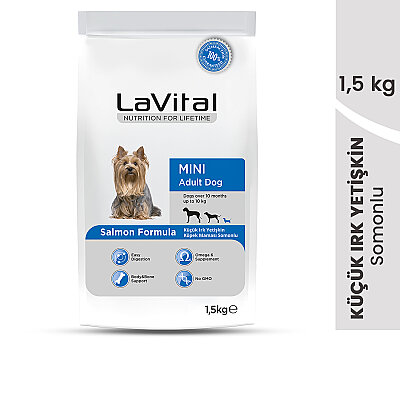 LaVital Küçük Irk Yetişkin Kuru Köpek Maması (Mini Adult) Somonlu 1,5KG (1)
