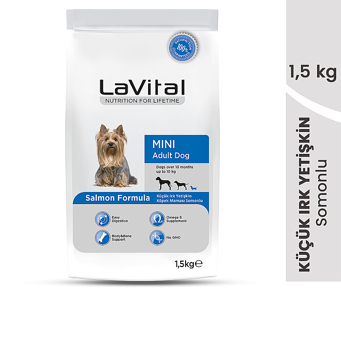 LaVital Küçük Irk Yetişkin Kuru Köpek Maması (Mini Adult) Somonlu 1,5KG - 2