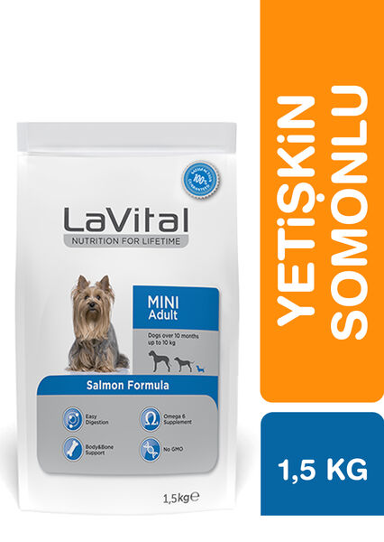 LaVital Küçük Irk Yetişkin Kuru Köpek Maması (Mini Adult) Somonlu 1,5KG