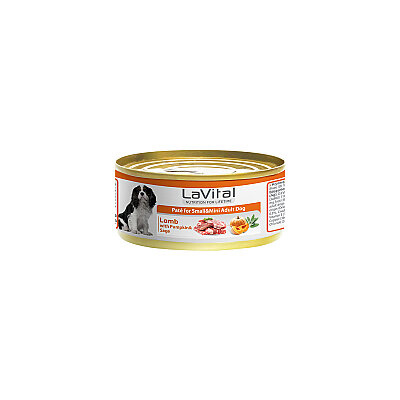 Lavital Kuzu Etli, Balkabaklı ve Adaçaylı Mini Irk Yetişkin Köpek Konservesi 85GR