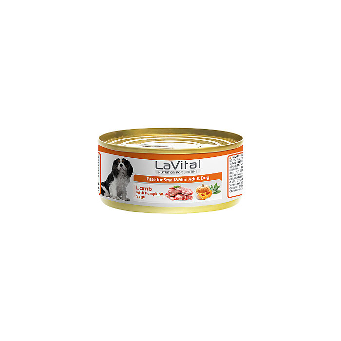 Lavital Kuzu Etli, Balkabaklı ve Adaçaylı Mini Irk Yetişkin Köpek Konservesi 85GR - 1