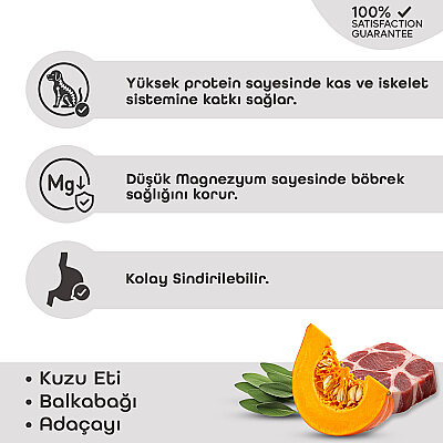 Lavital Kuzu Etli, Balkabaklı ve Adaçaylı Mini Irk Yetişkin Köpek Konservesi 85GR (1)