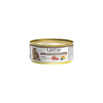 Lavital Kuzu Etli, Yabanmersini ve Zerdeçallı Sterilised Yetişkin Kedi Konservesi 85GR