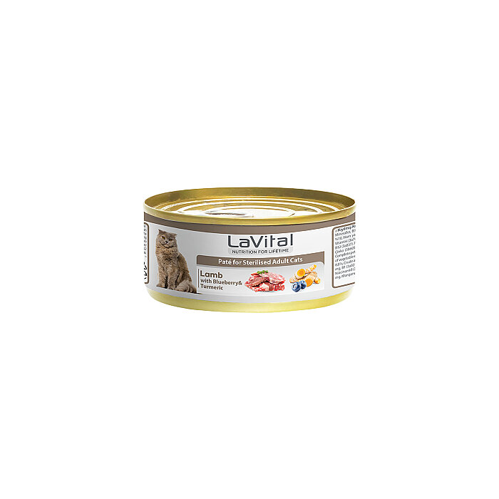 Lavital Kuzu Etli, Yabanmersini ve Zerdeçallı Sterilised Yetişkin Kedi Konservesi 85GR - 1