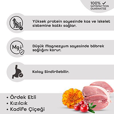 Lavital Ördekli, Kızılcık ve Kadife Çiçekli Yetişkin Kedi Konservesi 85GR (1)