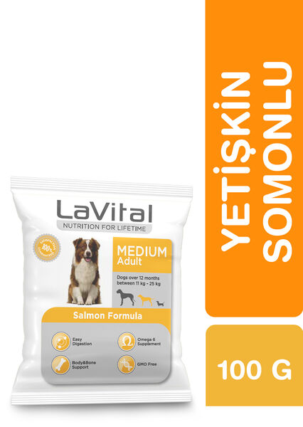 LaVital Orta Irk Yetişkin Kuru Köpek Maması (Medium Adult) Somonlu 100GR
