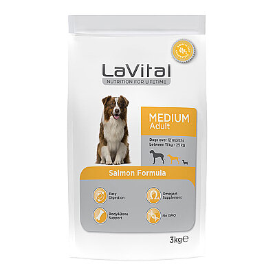 LaVital - LaVital Orta Irk Yetişkin Kuru Köpek Maması (Medium Adult) Somonlu 3KG