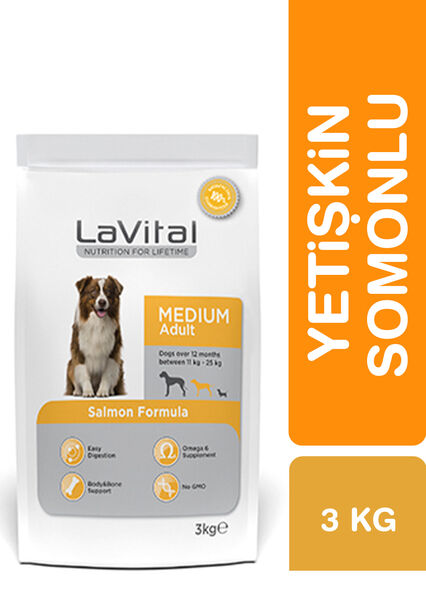 LaVital Orta Irk Yetişkin Kuru Köpek Maması (Medium Adult) Somonlu 3KG