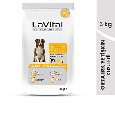 LaVital Orta Irk Yetişkin Kuru Köpek Maması (Medium Adult) Somonlu 3KG (1)
