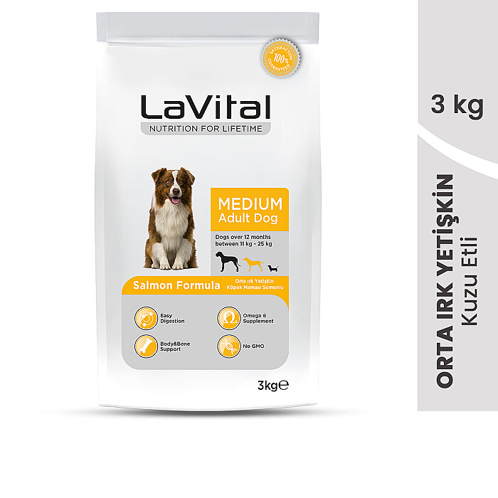 LaVital Orta Irk Yetişkin Kuru Köpek Maması (Medium Adult) Somonlu 3KG - 2