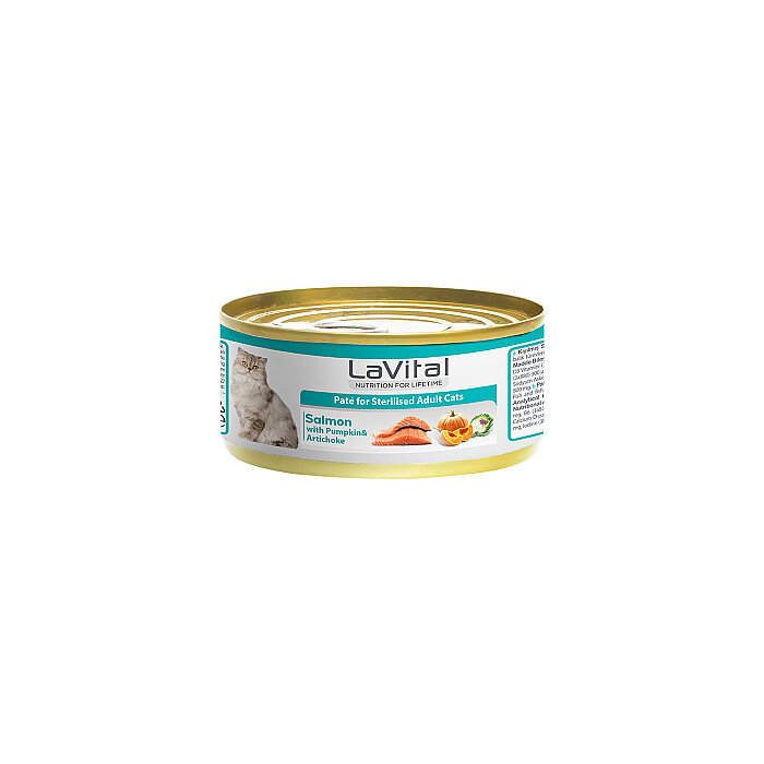 Lavital Somonlu, Balkabağı ve Enginarlı Sterilised Yetişkin Kedi Konservesi 85GR - 1