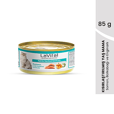 Lavital Somonlu, Balkabağı ve Enginarlı Sterilised Yetişkin Kedi Konservesi 85GR