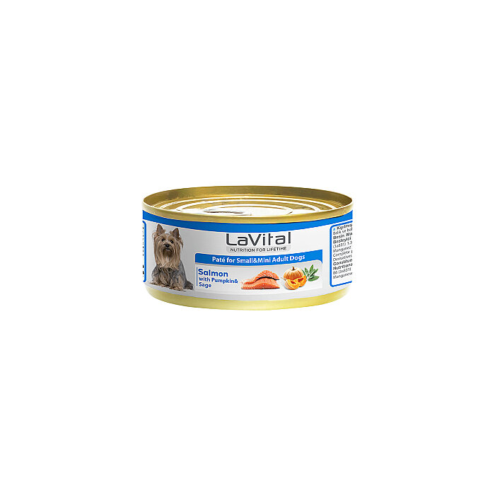 Lavital Somonlu, Balkabaklı ve Adaçaylı Mini Irk Yetişkin Köpek Konservesi 85GR - 1
