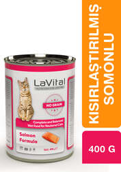 LaVital Tahılsız Kısırlaştırılmış Yaş Kedi Maması (Neutered) Ezme Somonlu 400GR - Thumbnail