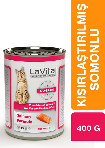 LaVital Tahılsız Kısırlaştırılmış Yaş Kedi Maması (Neutered) Ezme Somonlu 400GR
