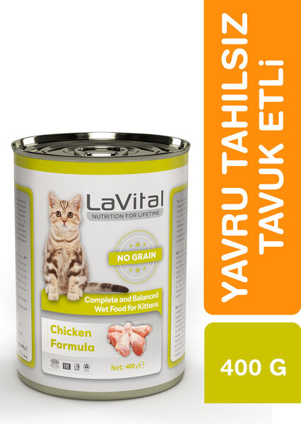 LaVital Tahılsız Yavru Yaş Kedi Maması (Kitten) Ezme Tavuk Etli 400GR