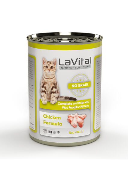 LaVital Tahılsız Yavru Yaş Kedi Maması (Kitten) Ezme Tavuk Etli 400GR