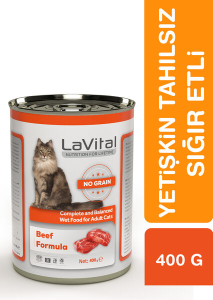 LaVital Tahılsız Yetişkin Yaş Kedi Maması (Adult) Ezme Sığır Etli 400GR
