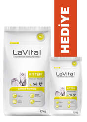 LaVital Yavru Kuru Kedi Maması (Kitten) Somonlu 12 KG + KÜÇÜK PAKET 1,5 KG - Thumbnail