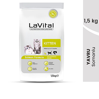 LaVital Yavru Kuru Kedi Maması (Kitten) Somonlu 1,5KG (1)