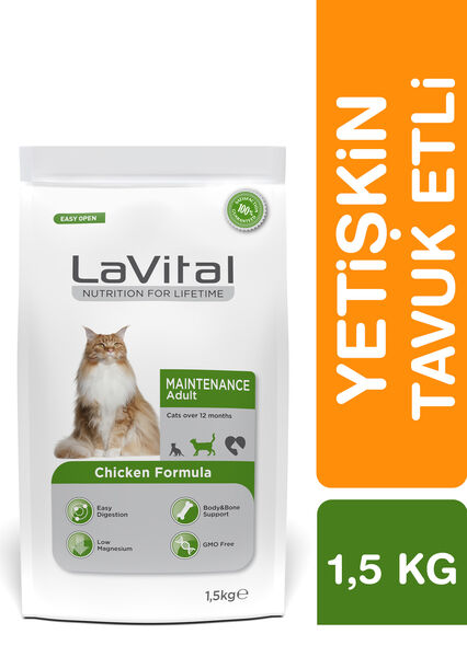 LaVital Yetişkin Kuru Kedi Maması (Maintenance Adult) Tavuk Etli 1,5KG
