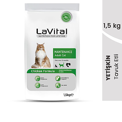 LaVital Yetişkin Kuru Kedi Maması (Maintenance Adult) Tavuk Etli 1,5KG (1)
