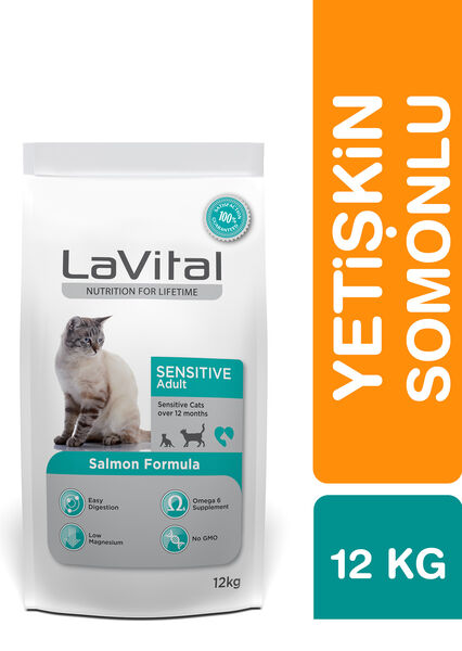 LaVital Yetişkin Kuru Kedi Maması (Sensitive Adult) Somonlu 12KG
