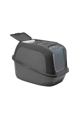 Moderna Mega Deluxe Kapalı Kedi Tuvaleti - Gri / Koyu Gri 65,8x48,6x45,8 cm