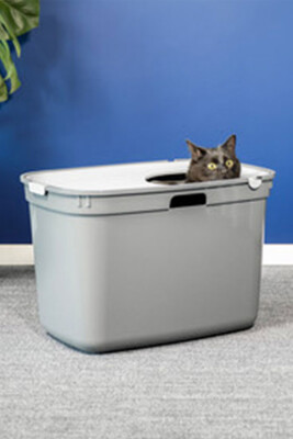 Moderna Top Cat Kapalı Kedi Tuvaleti - Gri / Koyu Gri 59 CM - 3
